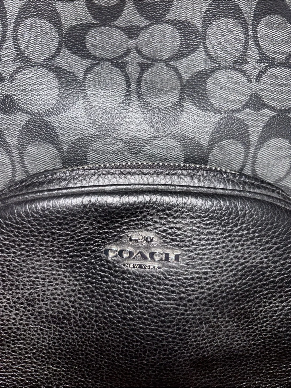 Coach Black Signature Canvas & Leather Backpack